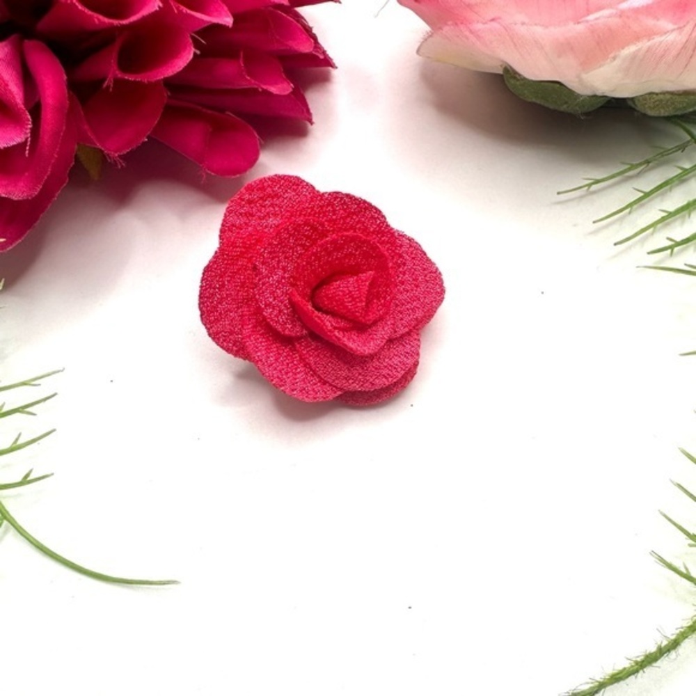 NEW⚜️Blooming Fuchsia Rose Fabric Brooch